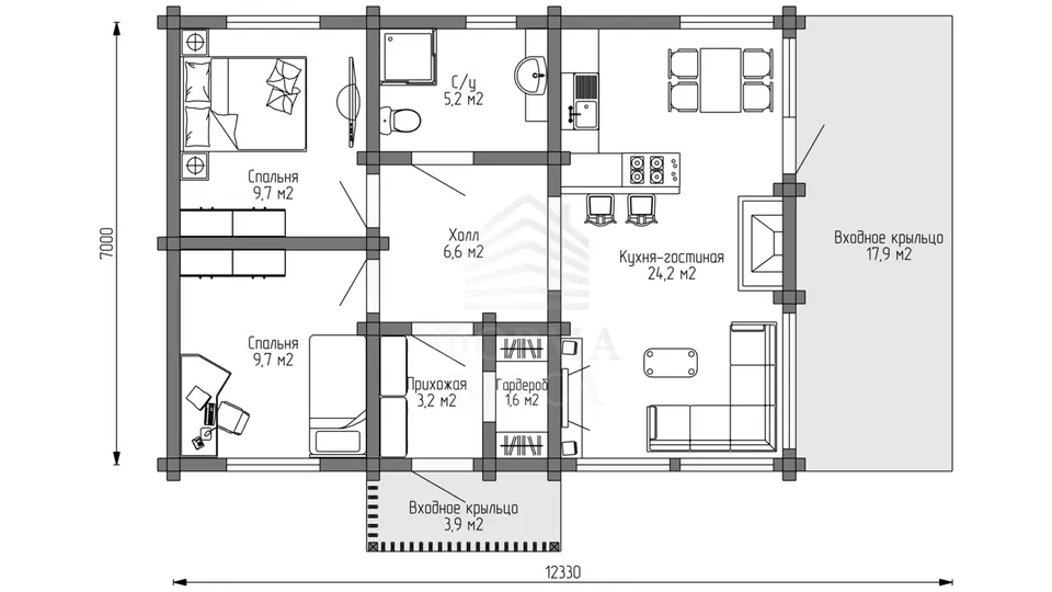 Планировка первого этажа - Комплект+