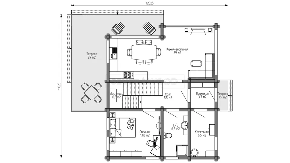 Планировка первого этажа - Комплект+
