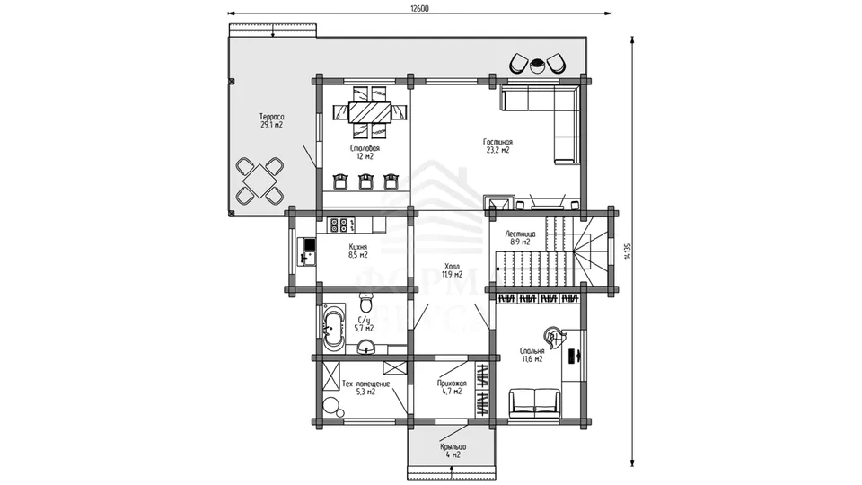 Планировка первого этажа - Комплект+