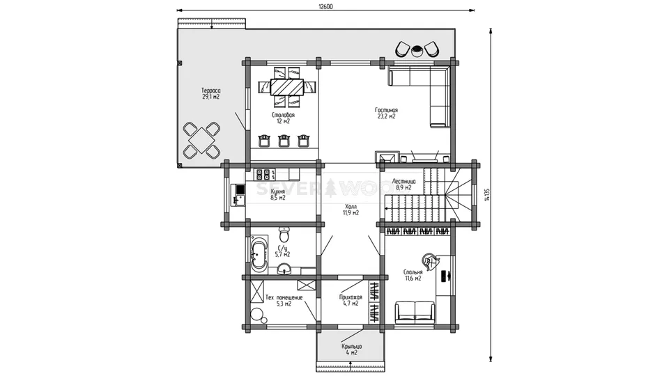 Планировка первого этажа - Комплект+