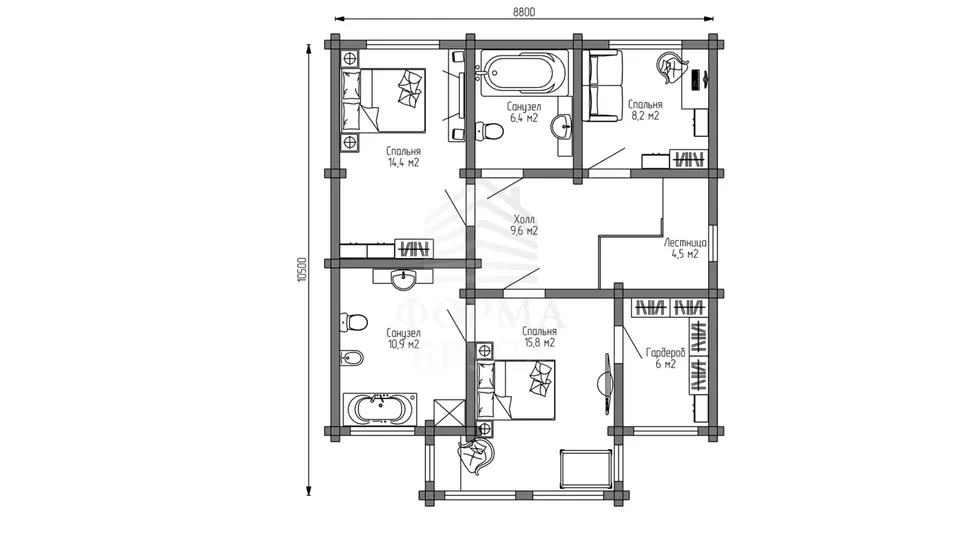 Планировка второго этажа - Комплект+