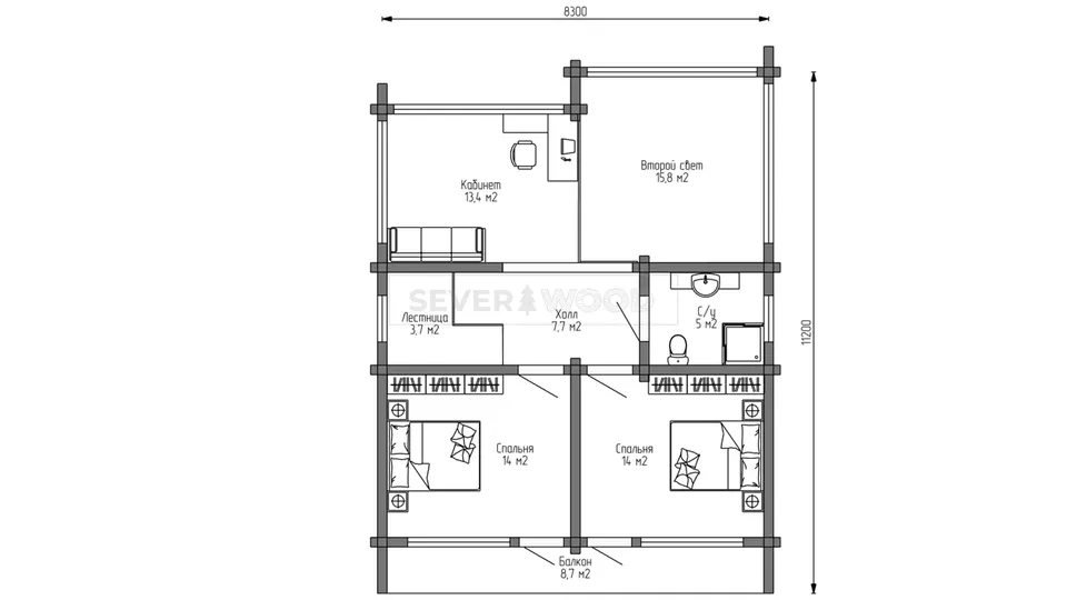 Планировка второго этажа - Комплект+