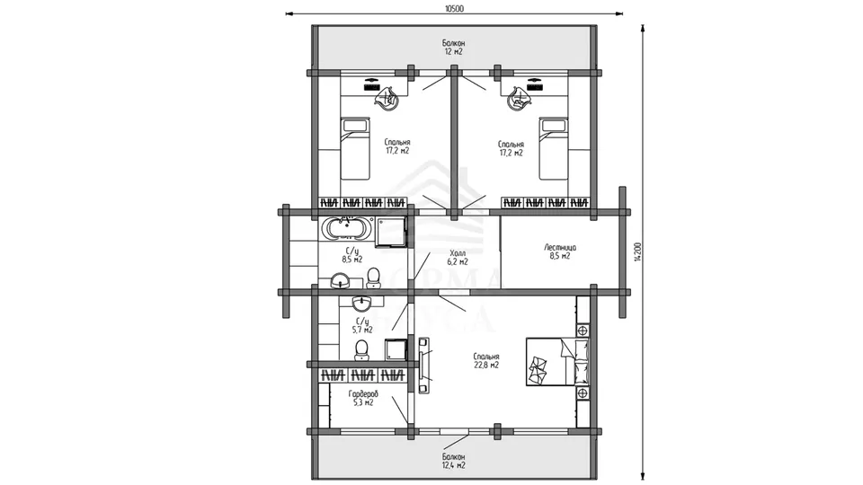Планировка второго этажа - Комплект+