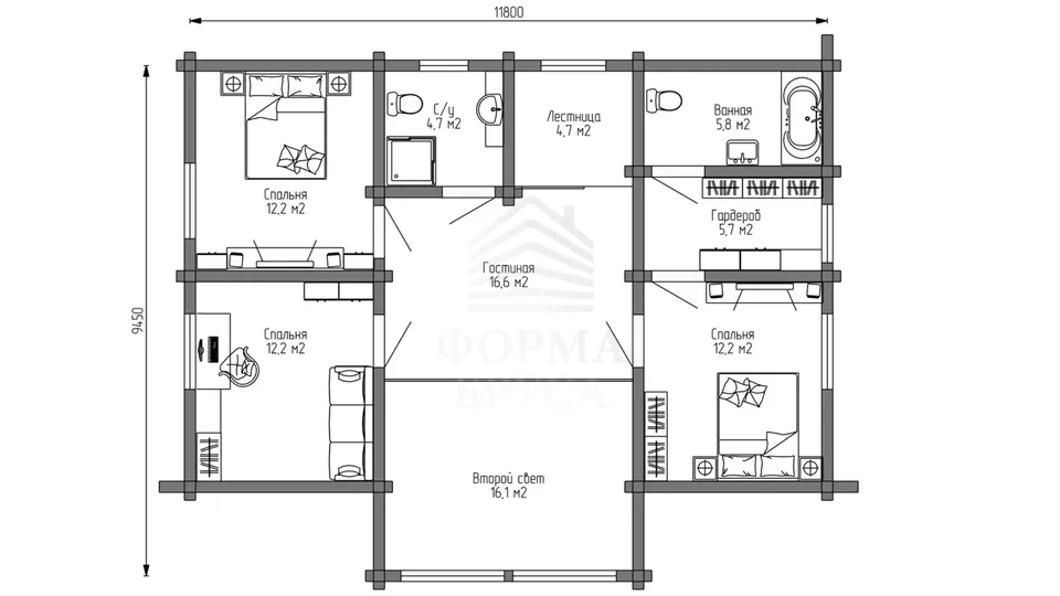 Планировка второго этажа - Комплект+